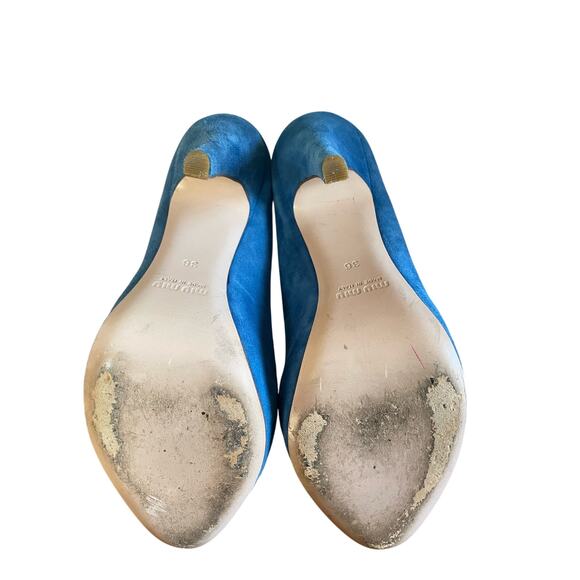 miu miu Blue Suede High Heel Platform Pumps Size 36/ US 6 - Picture 6 of 9